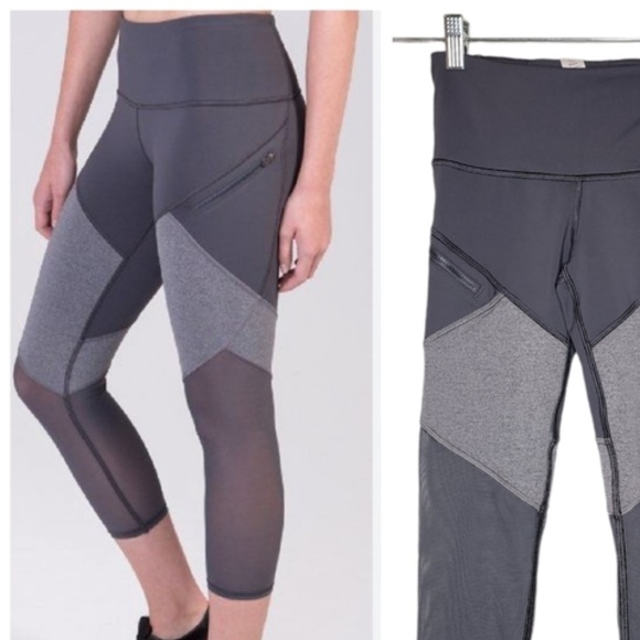 Ivivva Other - Lululemon Ivivva Clearly Breezy Legging Active Crop 16 Girls Gray Black Mesh Zip